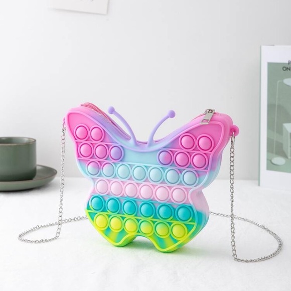 NEW Girls Butterfly Chain Bag Multicolor Anti-Anxiety Bubble Squeeze Purse - Picture 2 of 15